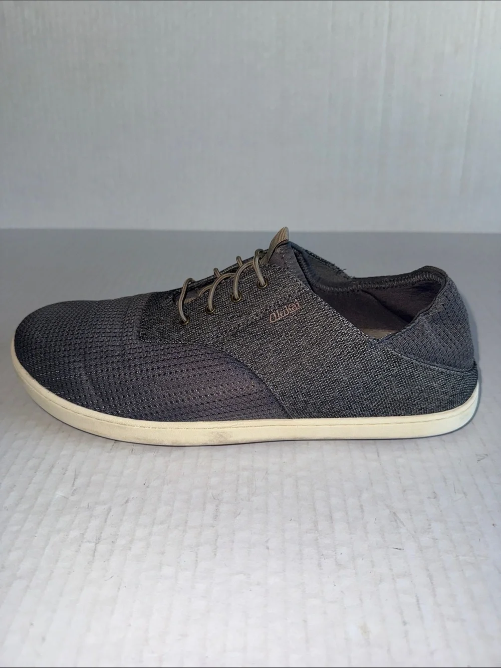 Olukai Gray Nohea Moku No Tie Boat Shoes